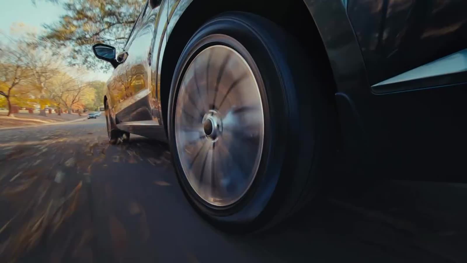 Low tracking shot of a Continental tire
