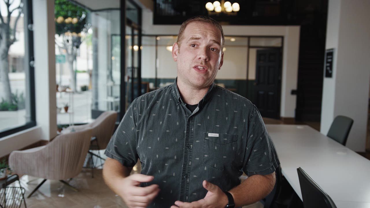 Founder interviewed in a coffee shop